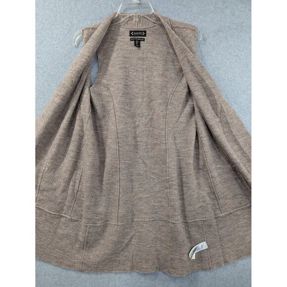 Nanette Lepore Vest Womens Small Brown Merino Wool Duster Open Front Pockets - Picture 6 of 8